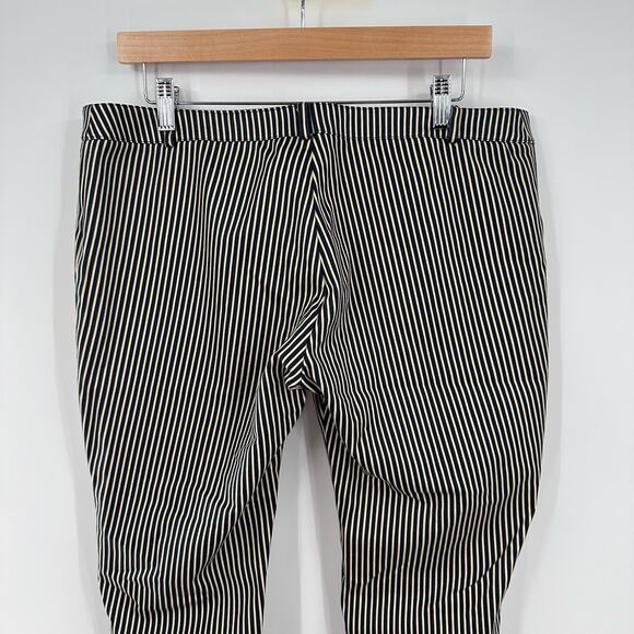Betsy Johnson Black Label Pants 10 Pinstripe Navy Tan Vintage Work Career - Picture 10 of 14